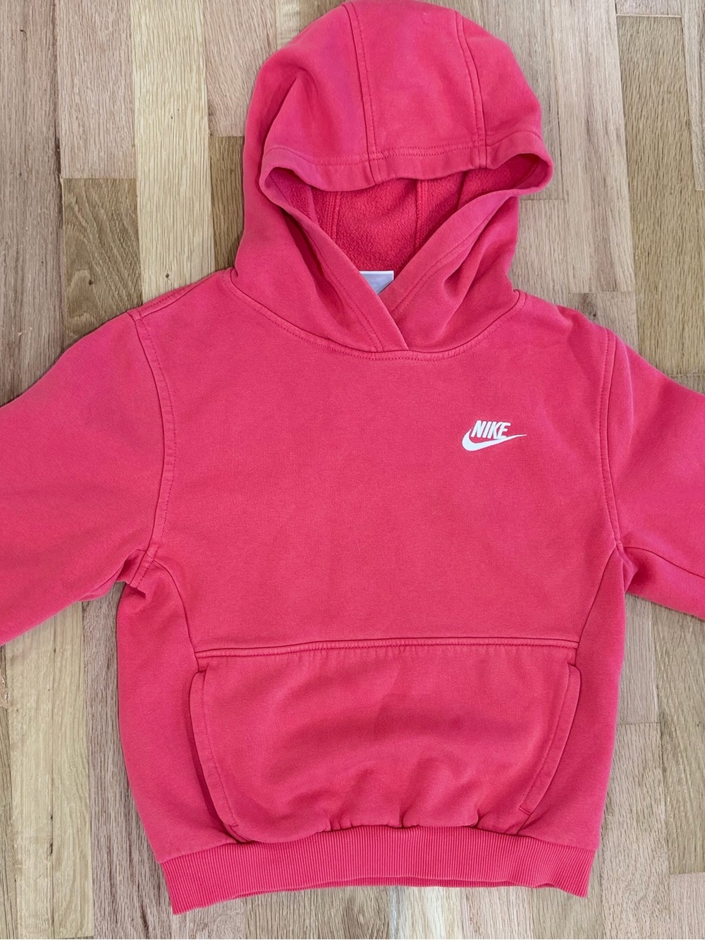 Nike Kids Coral-Red Pullover Hoodie with White Logo Size M (10/12)